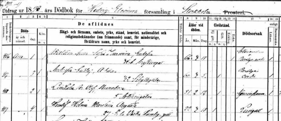 Extract from death register
